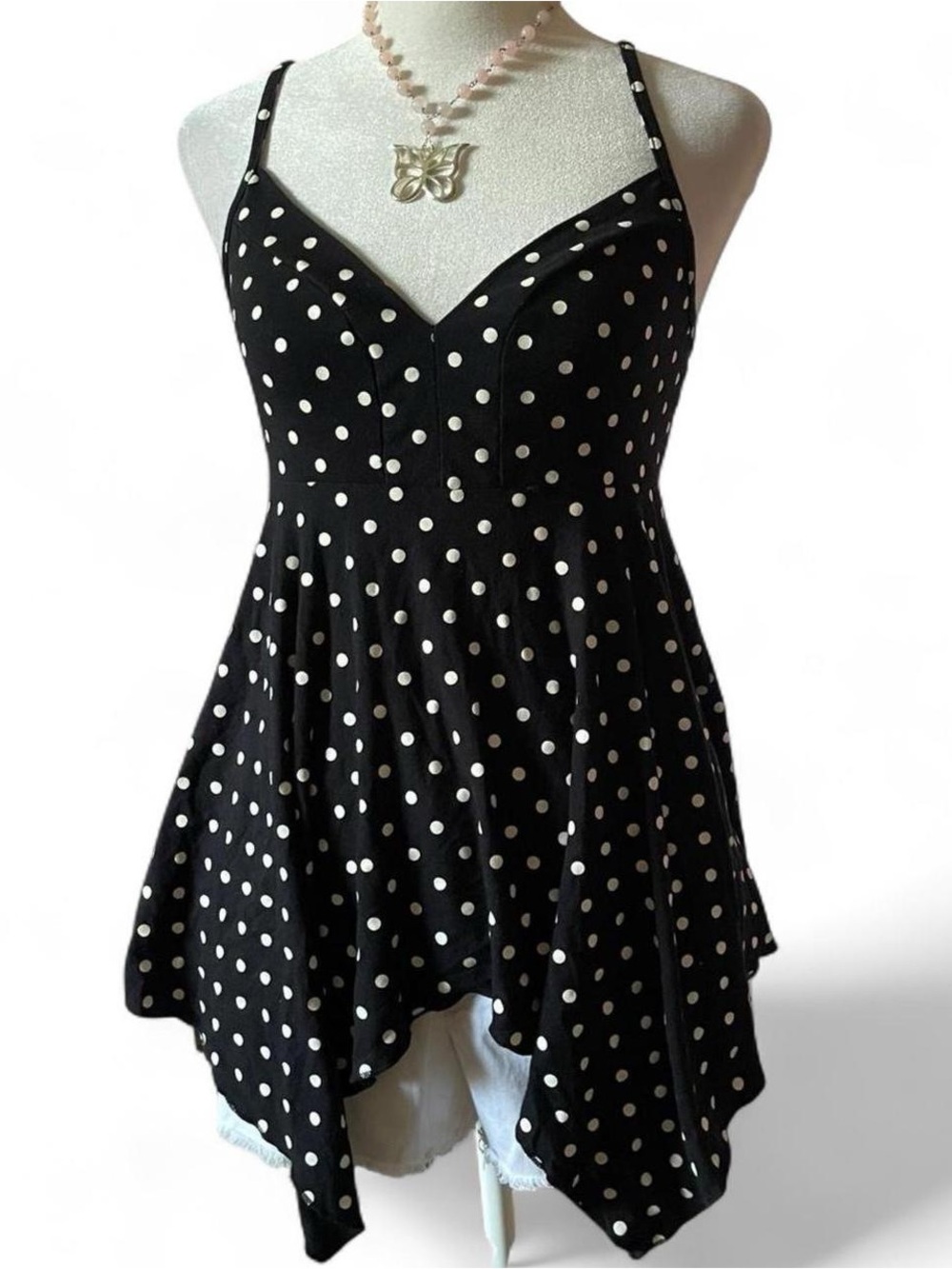 Black Polka Dot Spaghetti Strap Top